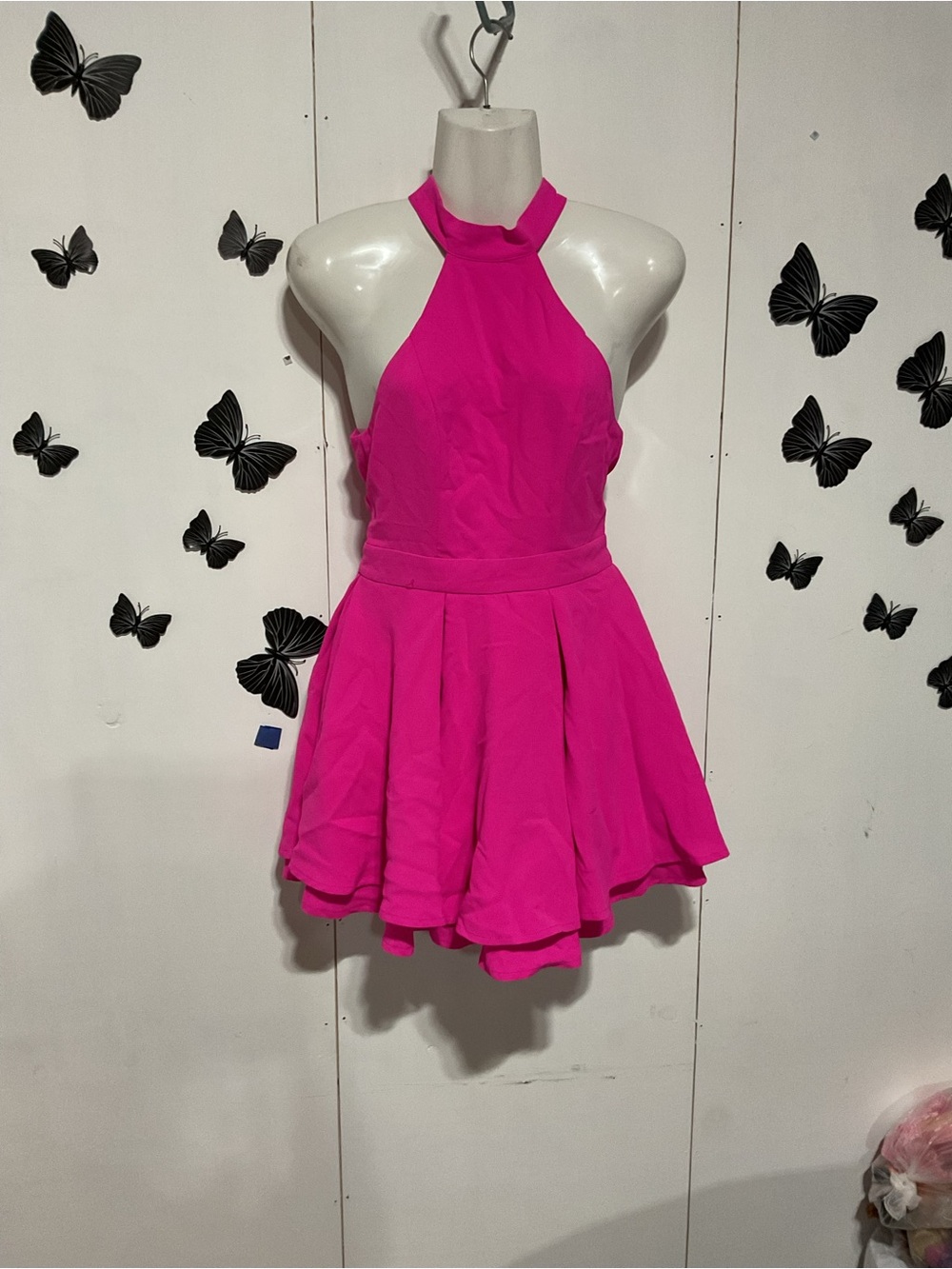 Fashion Nova Vibrant Hot Pink Halter Dress